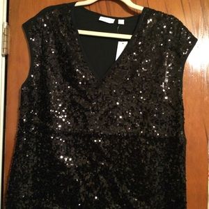 Brand new ny and company sequin top v-neck black